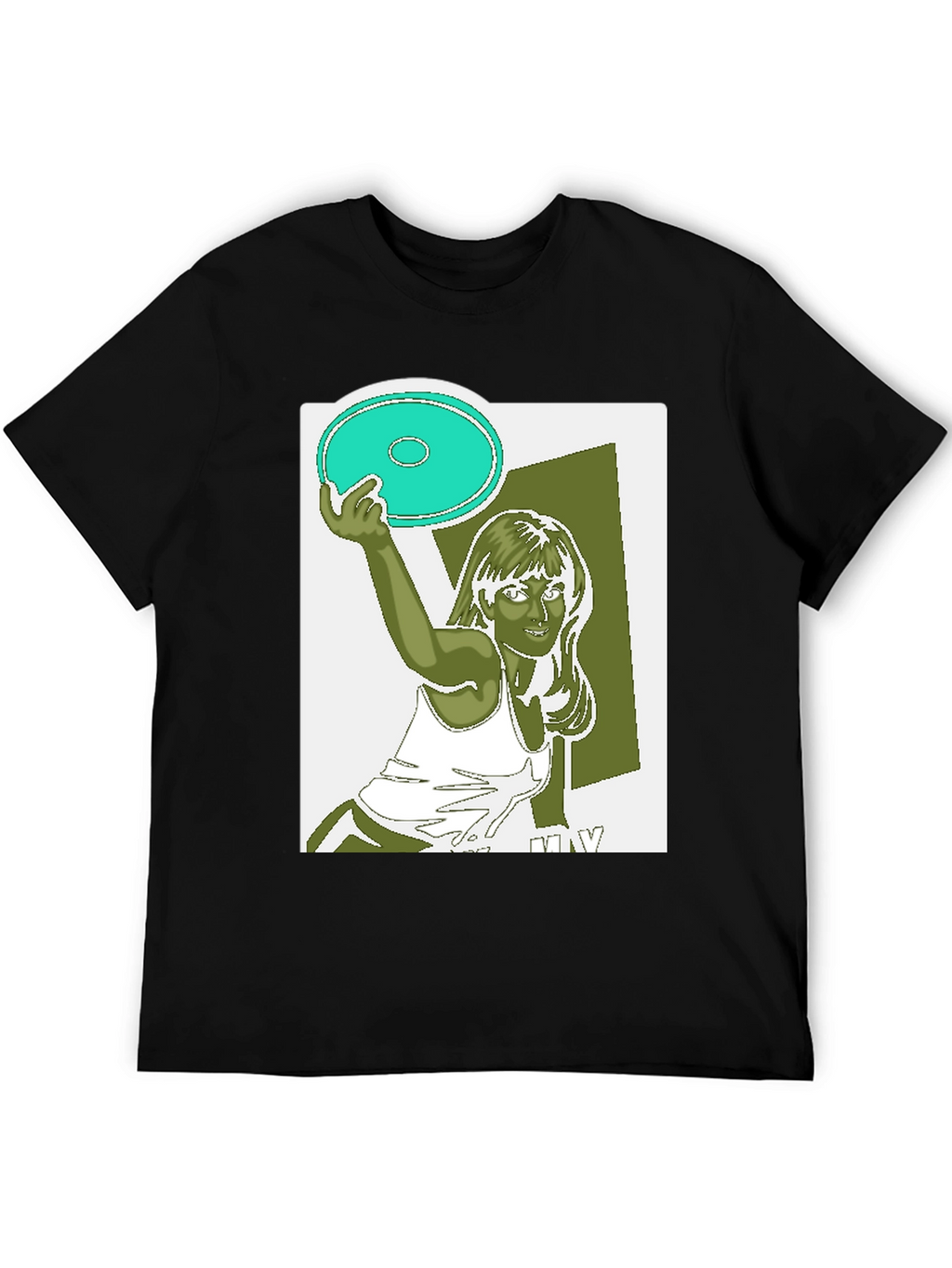 Frisbee Graphic T-Shirt - Black Cotton Tee