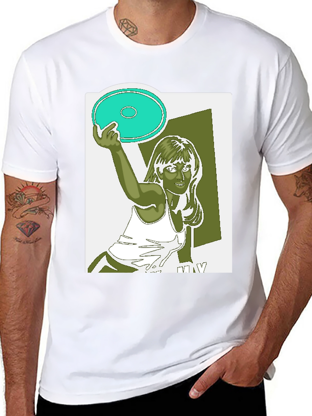 Frisbee Graphic T-Shirt - Black Cotton Tee