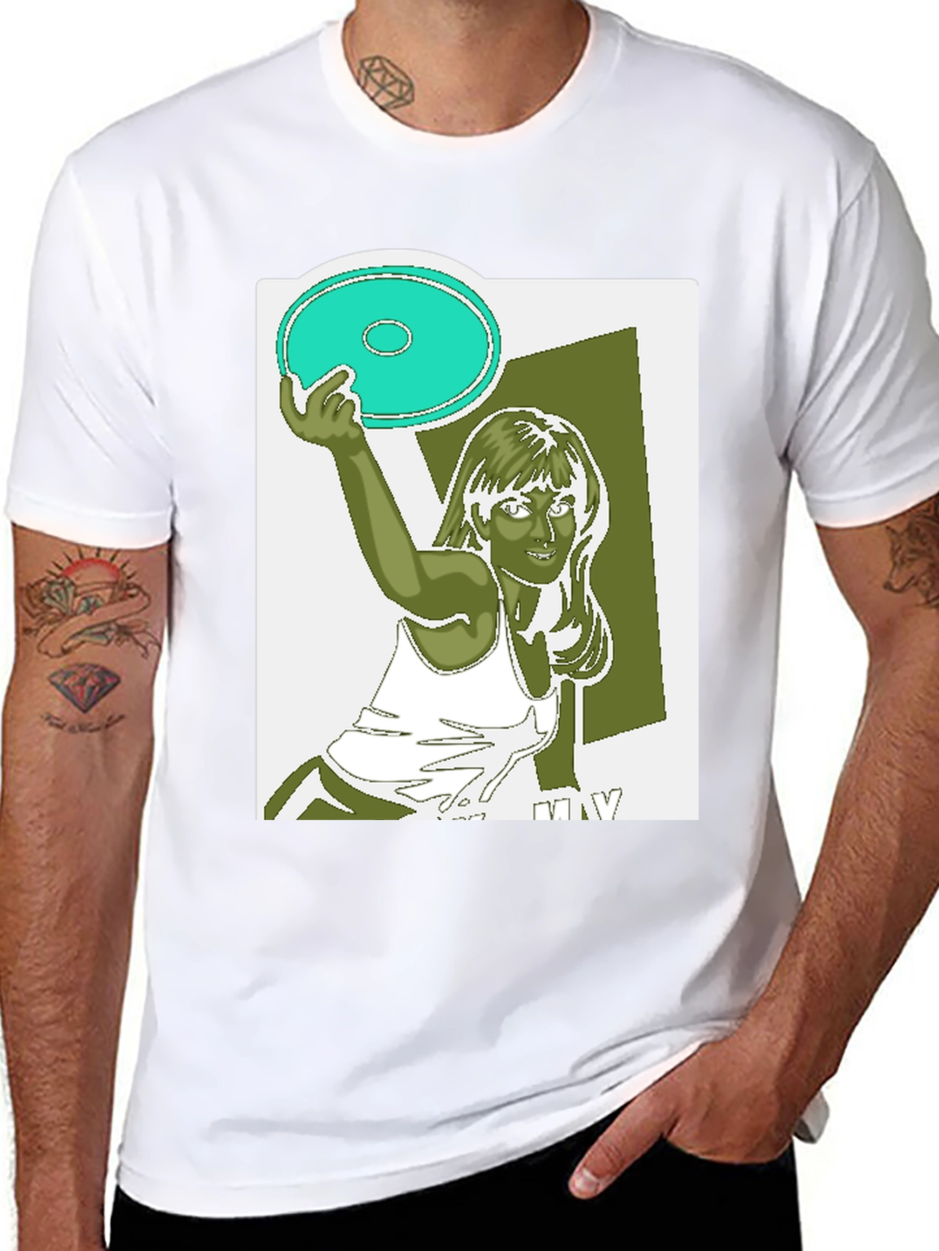 Frisbee Graphic T-Shirt - Black Cotton Tee