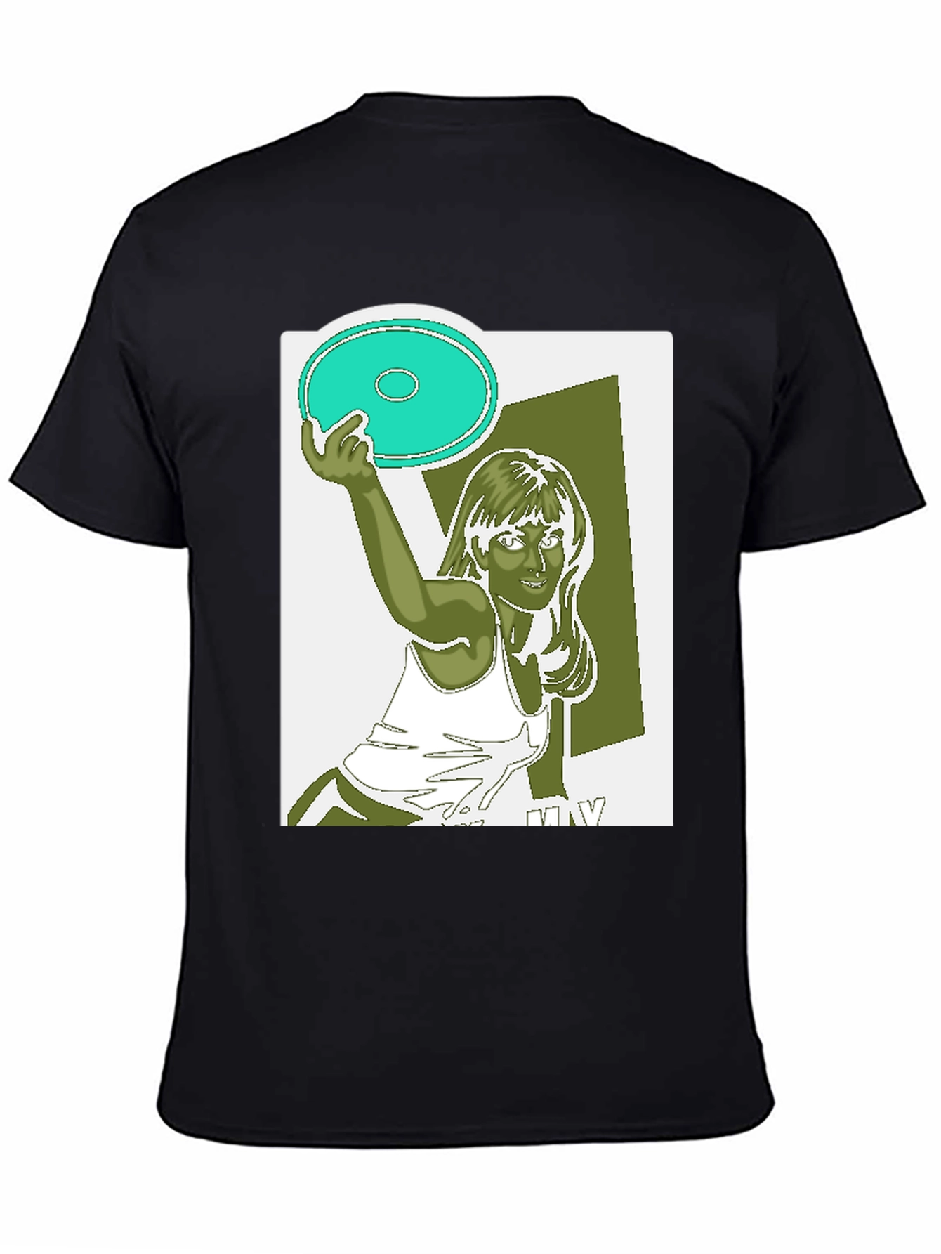 Frisbee Graphic T-Shirt - Black Cotton Tee