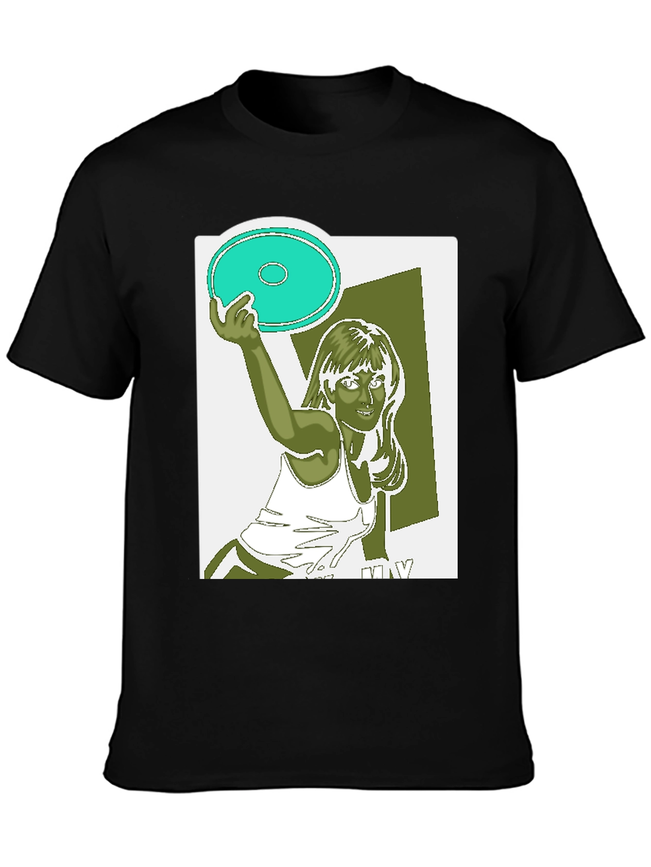 Frisbee Graphic T-Shirt - Black Cotton Tee