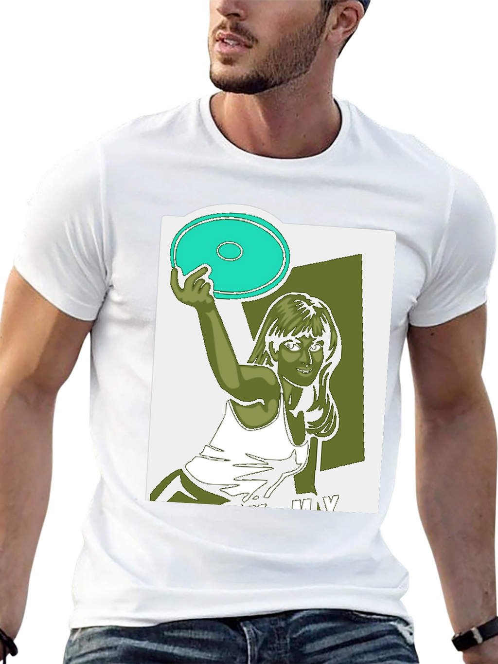Frisbee Graphic T-Shirt - Black Cotton Tee