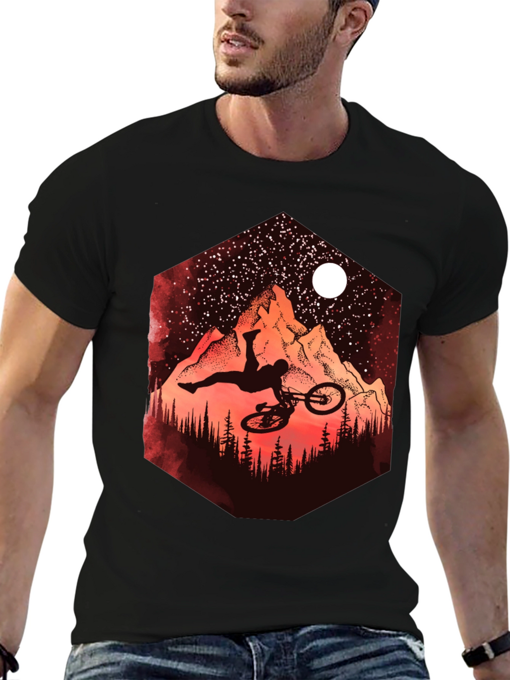Mountain Biker Silhouette Graphic Tee