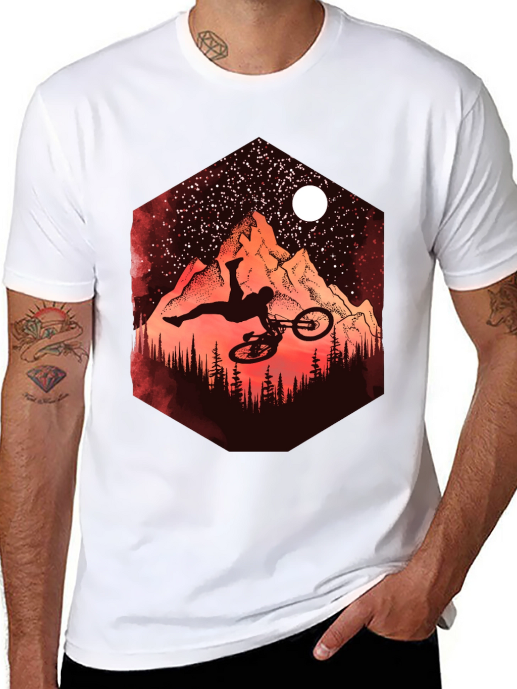 Mountain Biker Silhouette Graphic Tee