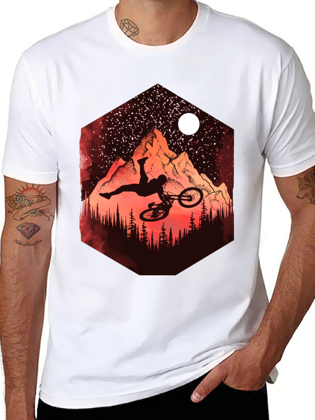 Mountain Biker Silhouette Graphic Tee
