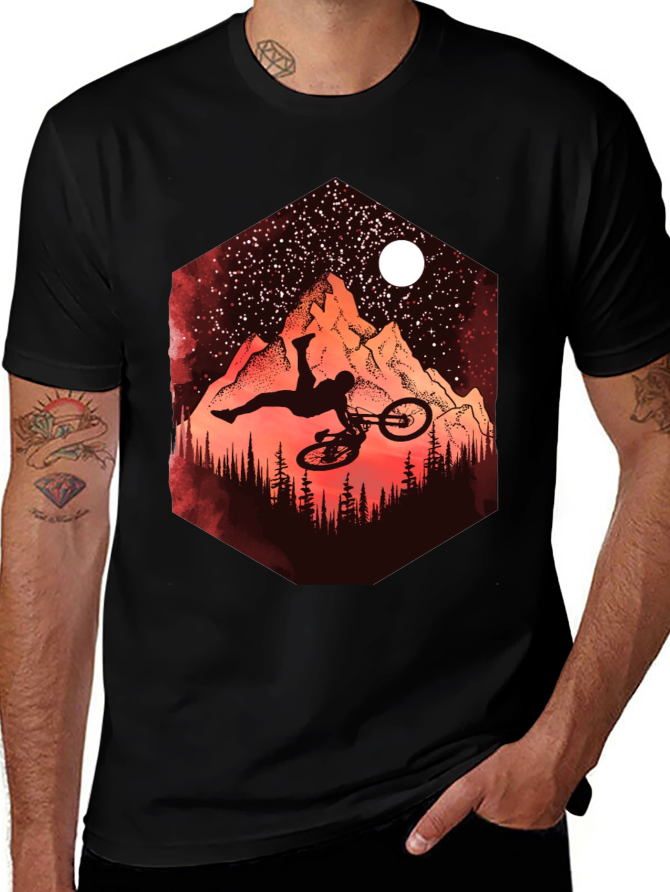 Mountain Biker Silhouette Graphic Tee