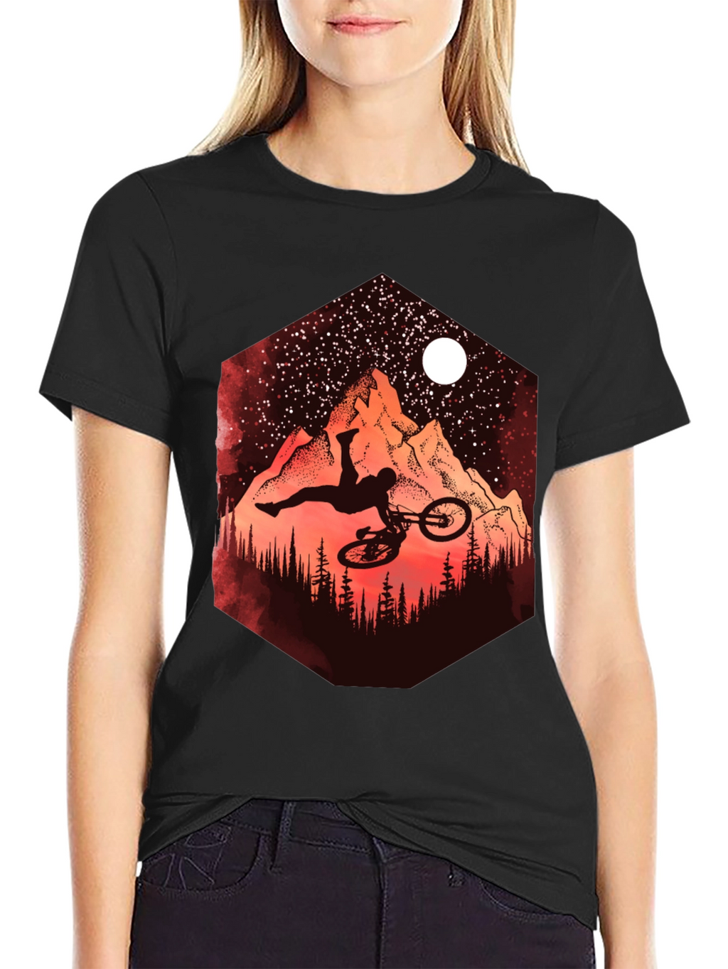 Mountain Biker Silhouette Graphic Tee