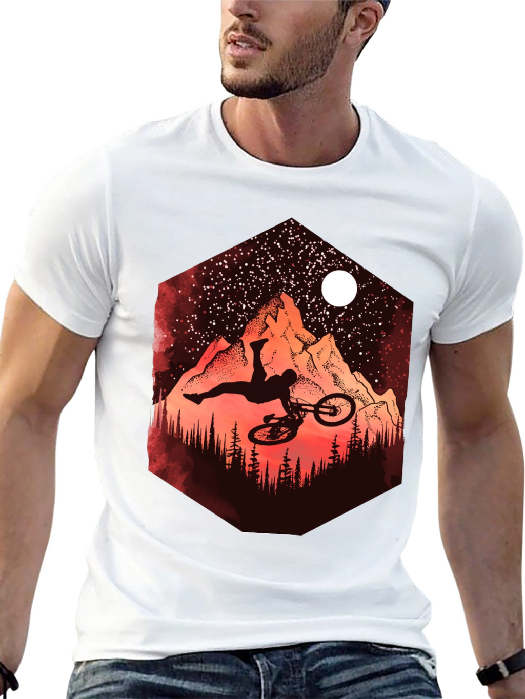 Mountain Biker Silhouette Graphic Tee