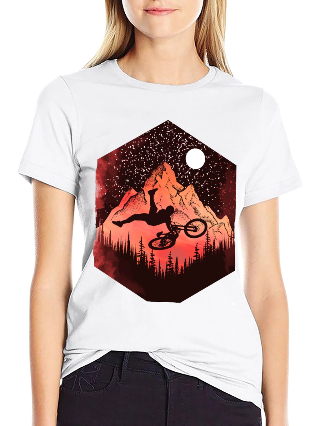 Mountain Biker Silhouette Graphic Tee