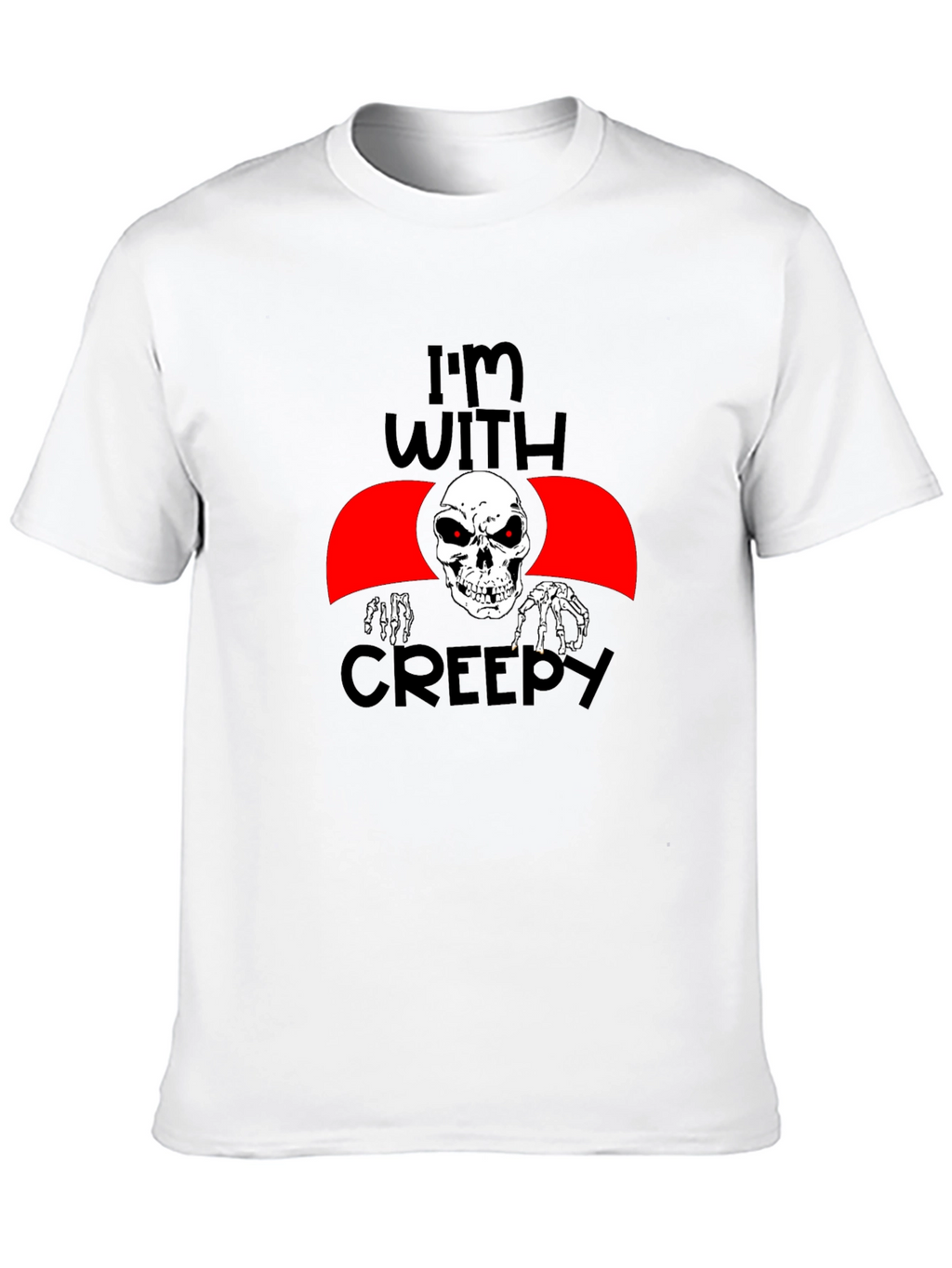 Im With Creepy Skeleton Graphic Tee - Halloween Fun