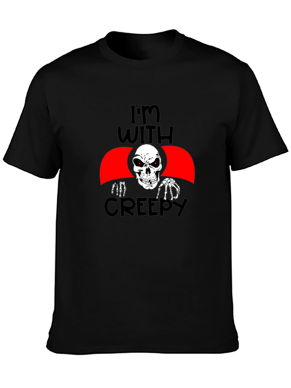 Im With Creepy Skeleton Graphic Tee - Halloween Fun