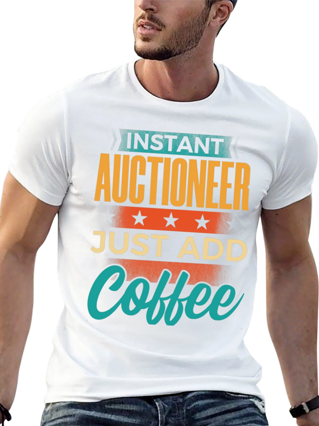 Instant Auctioneer Just Add Coffee Graphic T-Shirt