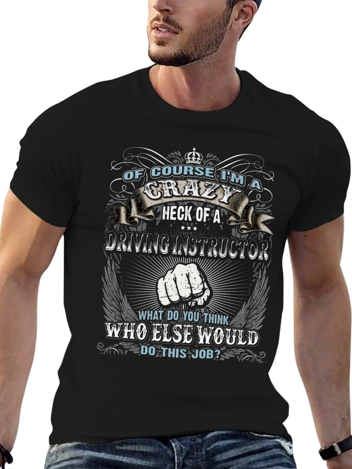 Crazy Driving Instructor T-Shirt - Novelty Graphic Tee
