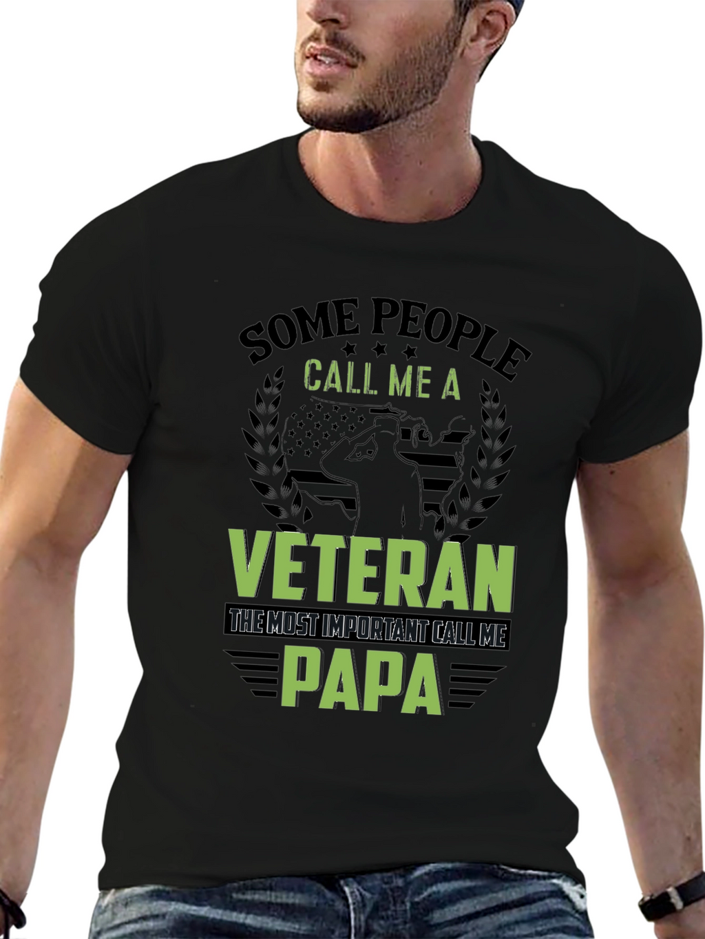 Veteran Papa T-Shirt - Military Dad Tee