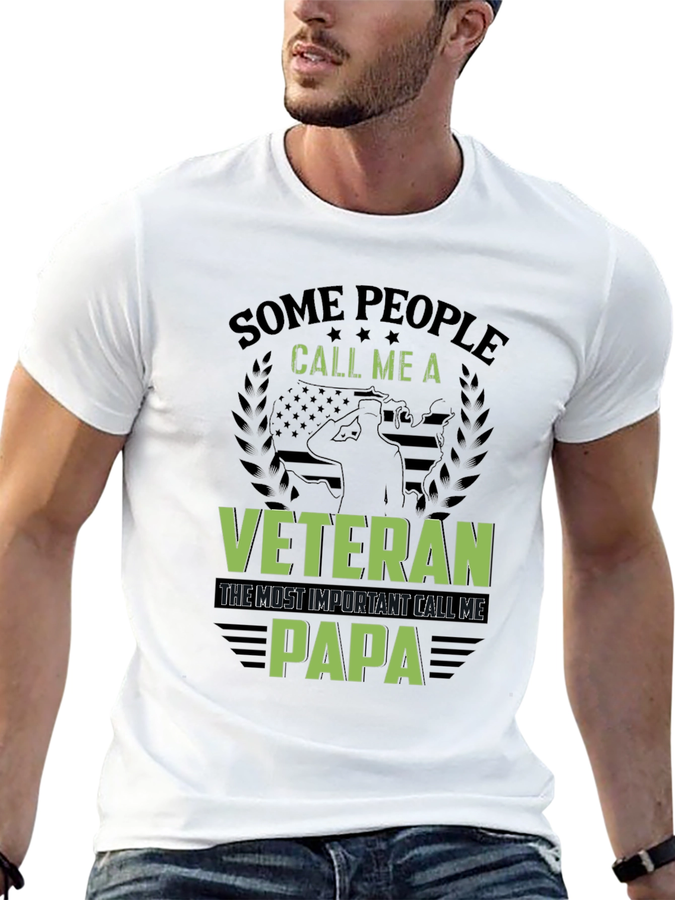 Veteran Papa T-Shirt - Military Dad Tee