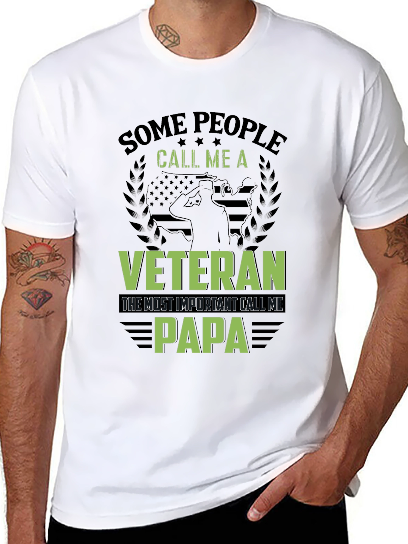 Veteran Papa T-Shirt - Military Dad Tee