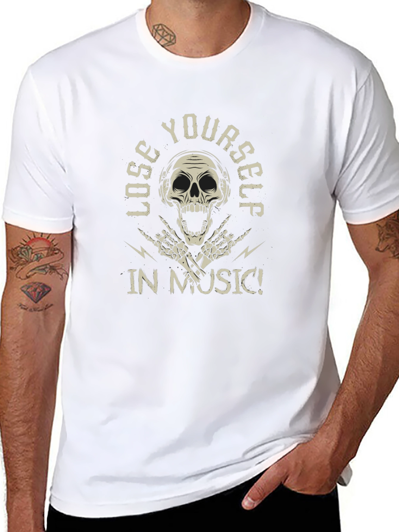 Lose Yourself in Music Skull Graphic Tee
