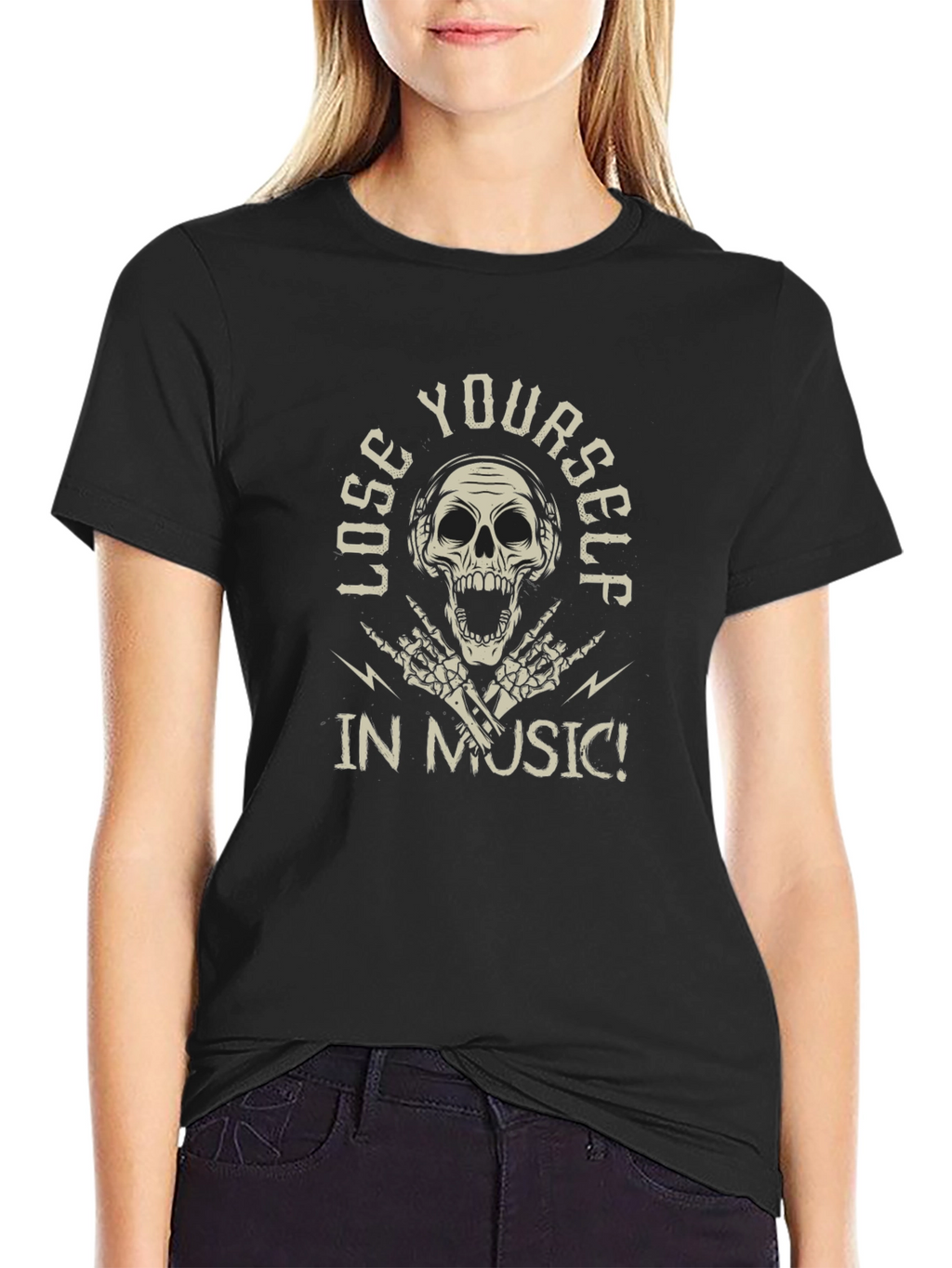 Lose Yourself in Music Skull Graphic Tee