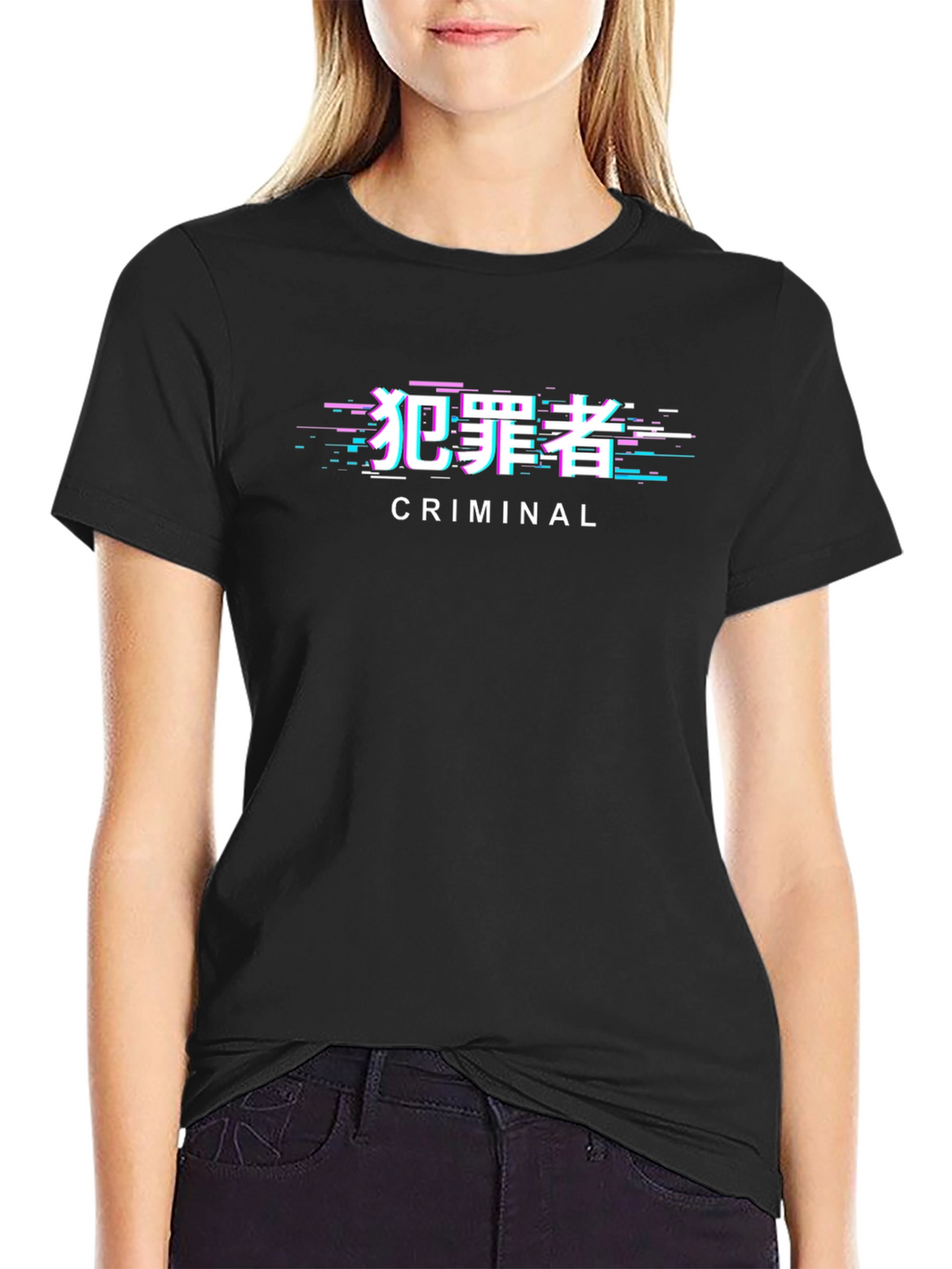 Criminal Glitch Graphic T-Shirt - Black