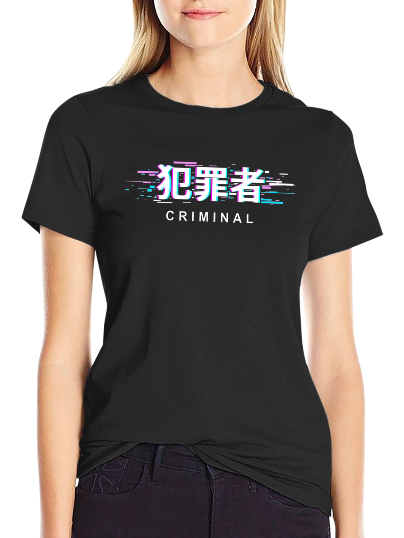Criminal Glitch Graphic T-Shirt - Black