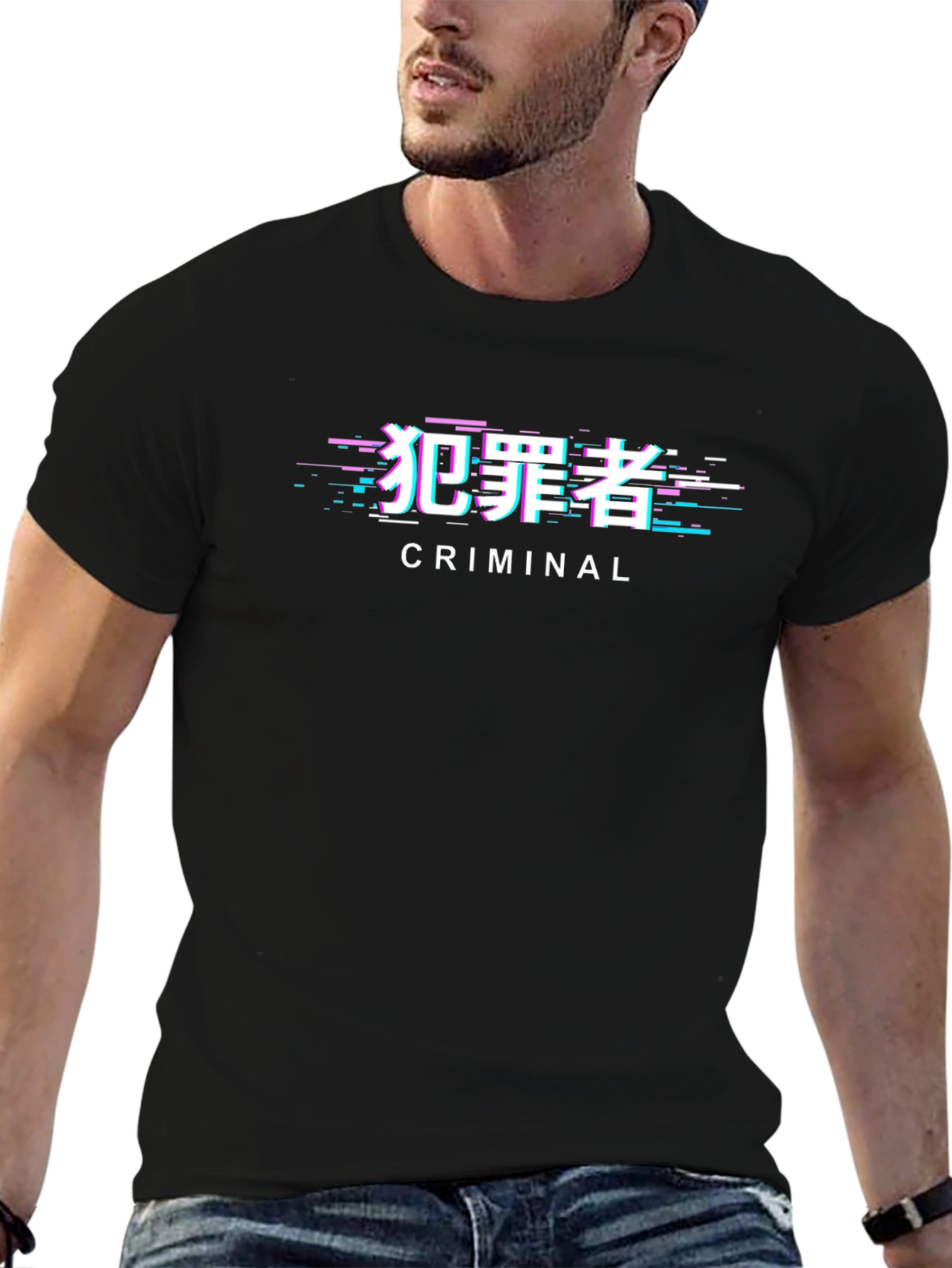 Criminal Glitch Graphic T-Shirt - Black