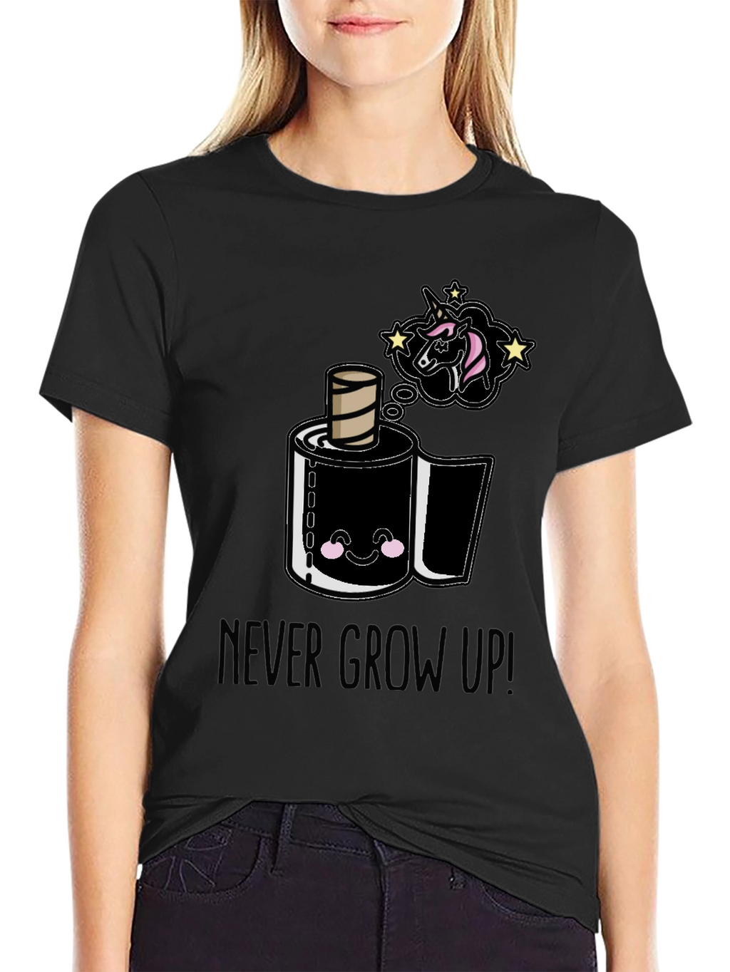 Never Grow Up Cartoon Toilet Paper T-Shirt