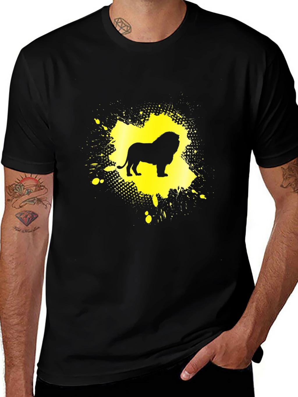 Lion Graphic Tee - Black Casual Shirt
