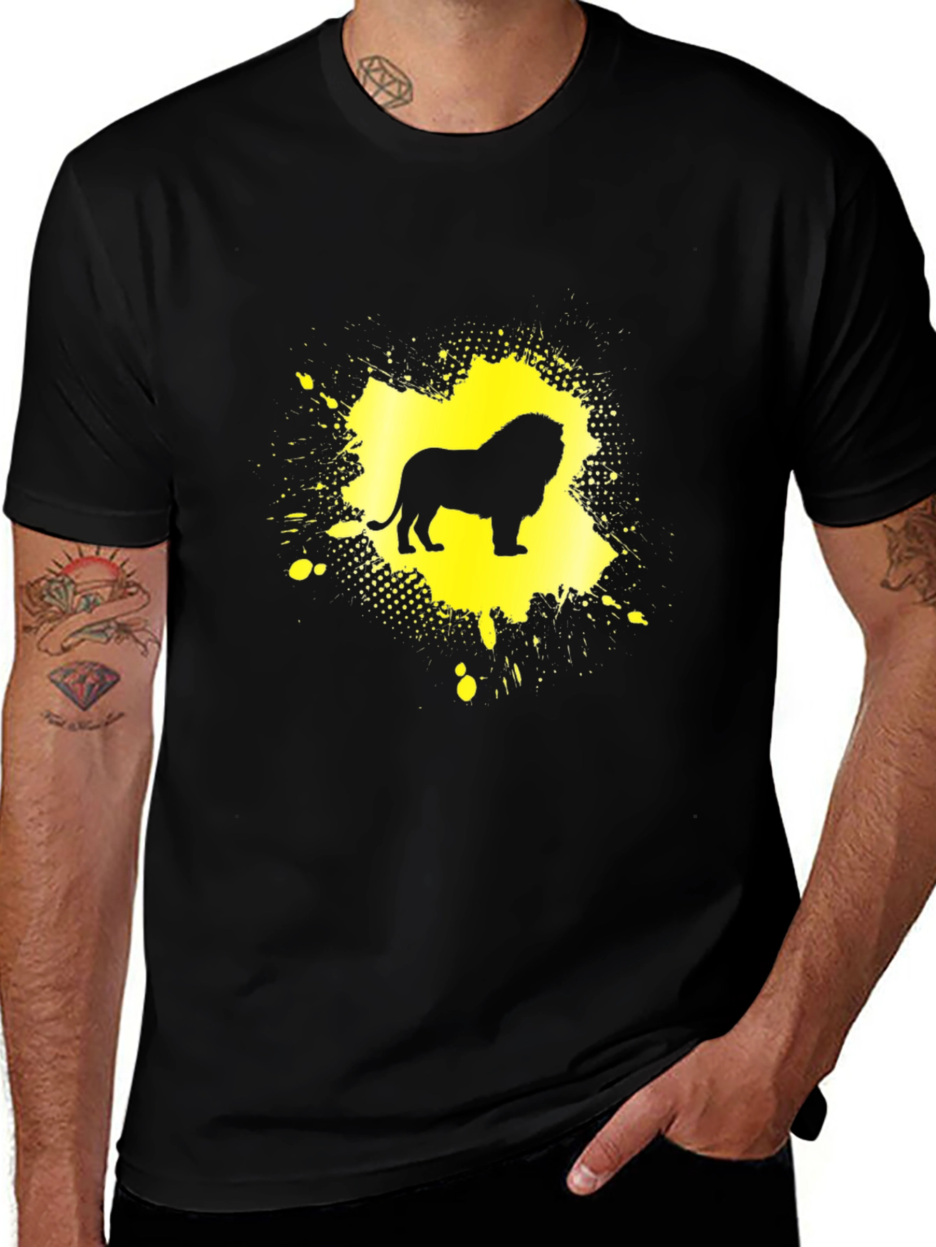 Lion Graphic Tee - Black Casual Shirt