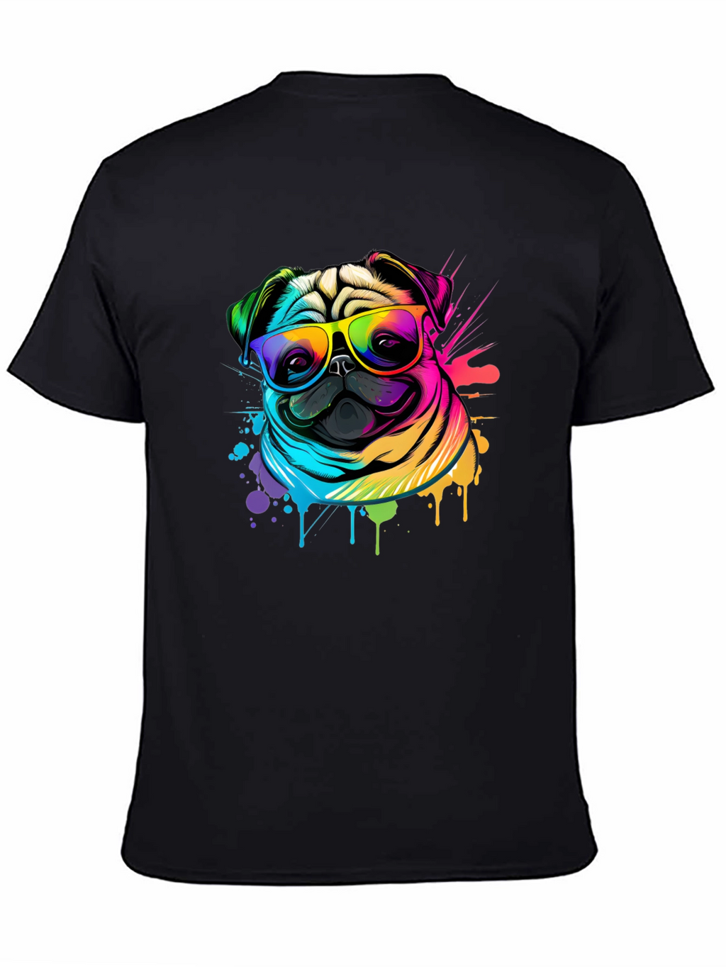 Colorful Pug Graphic T-Shirt