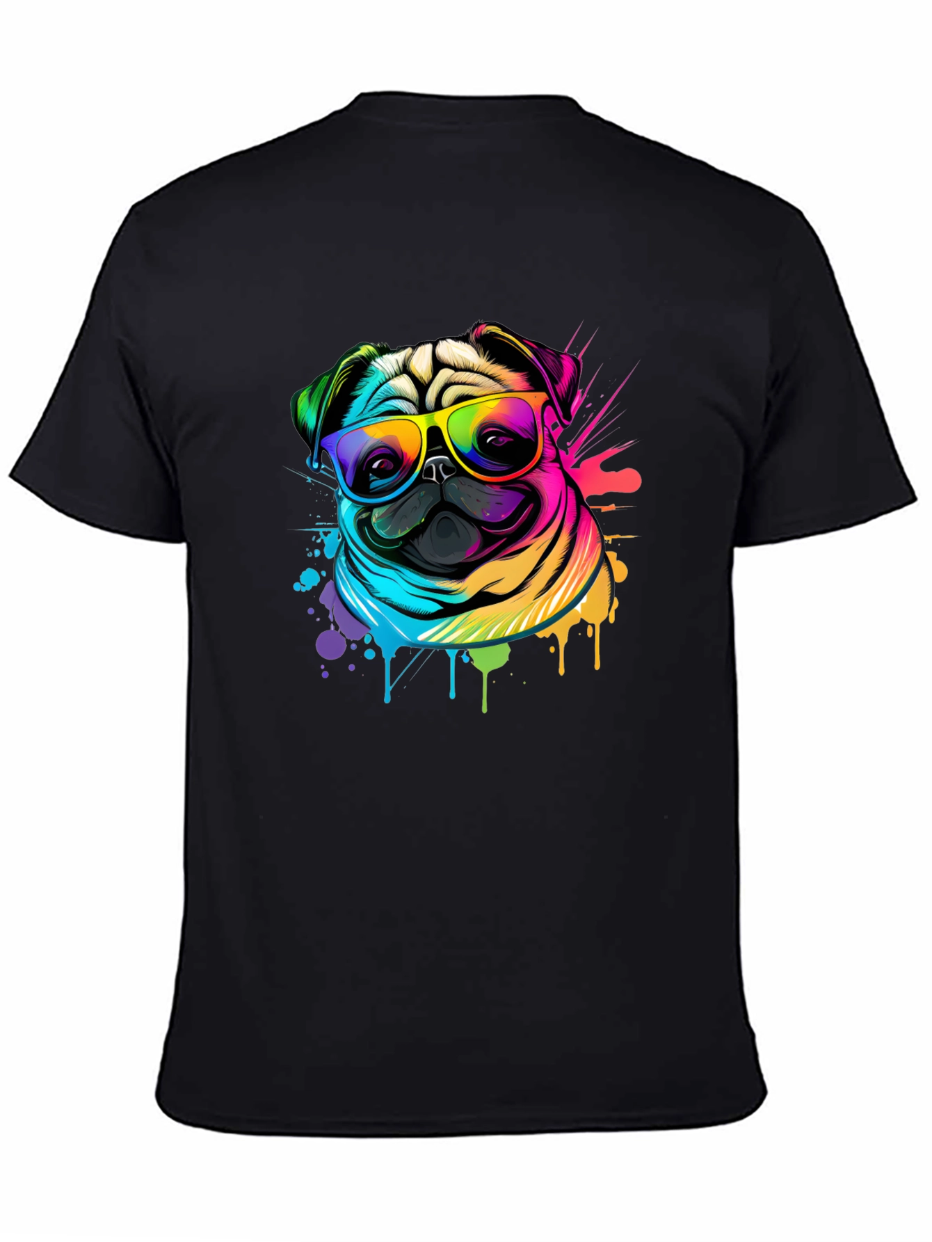 Colorful Pug Graphic T-Shirt