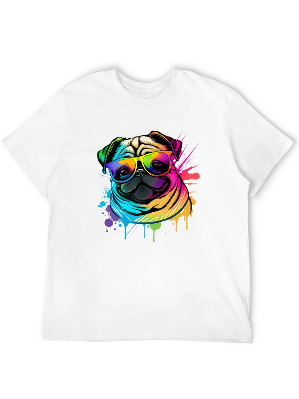 Colorful Pug Graphic T-Shirt