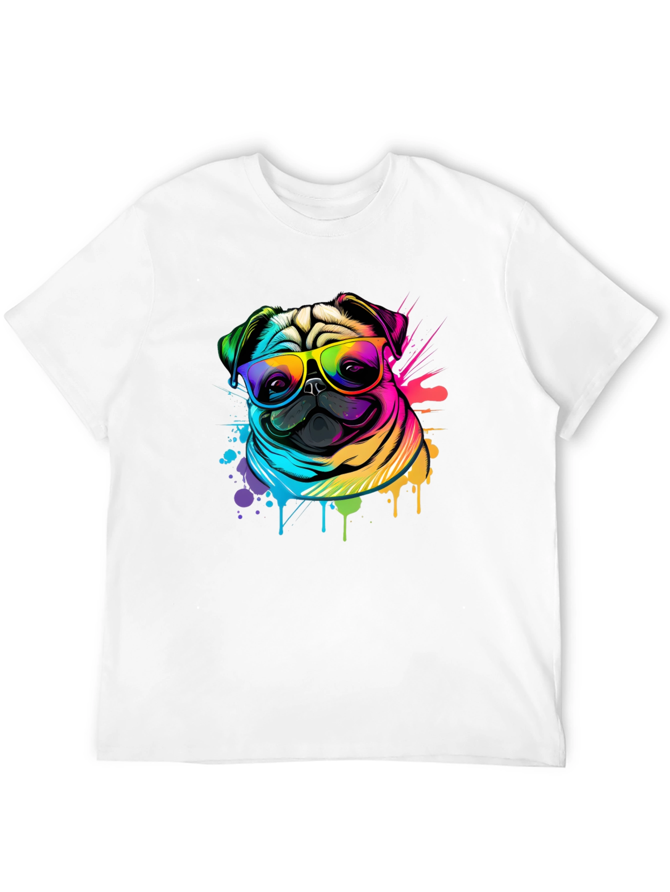 Colorful Pug Graphic T-Shirt