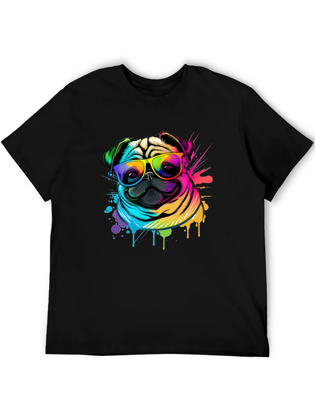 Colorful Pug Graphic T-Shirt