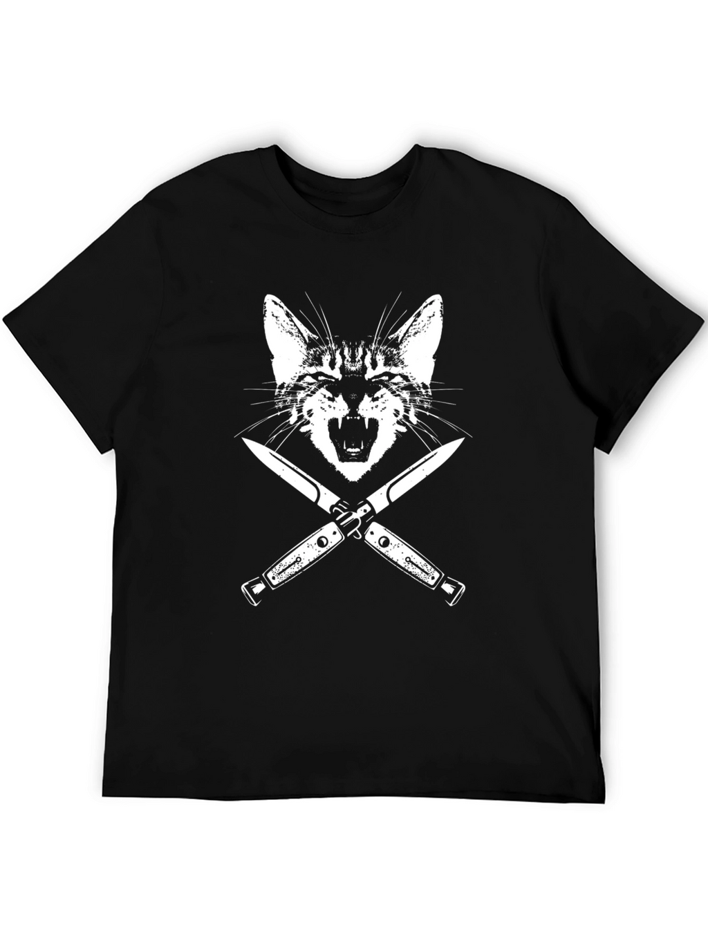 Cat & Knives Graphic Tee - Mens Black T-Shirt