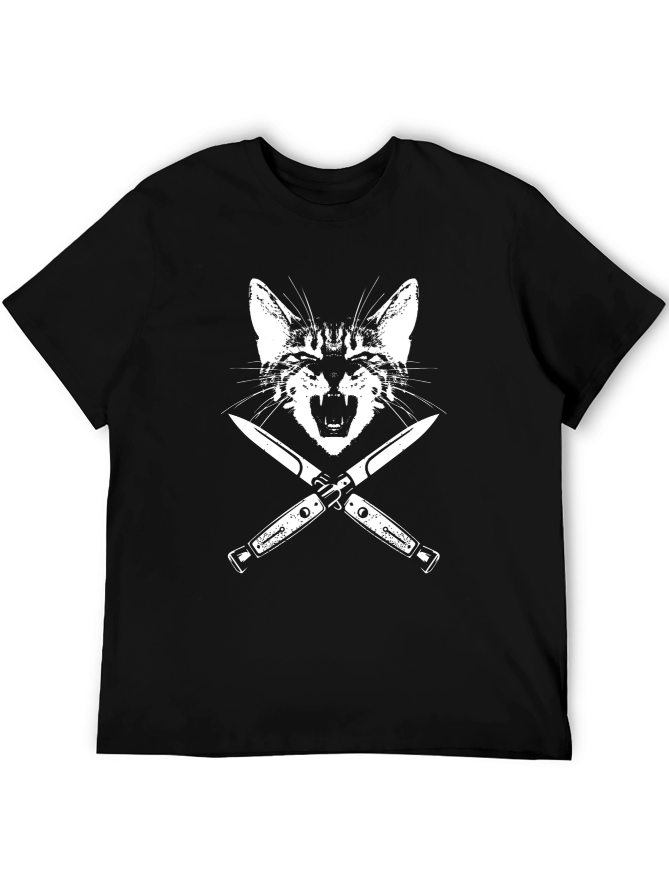 Cat & Knives Graphic Tee - Mens Black T-Shirt
