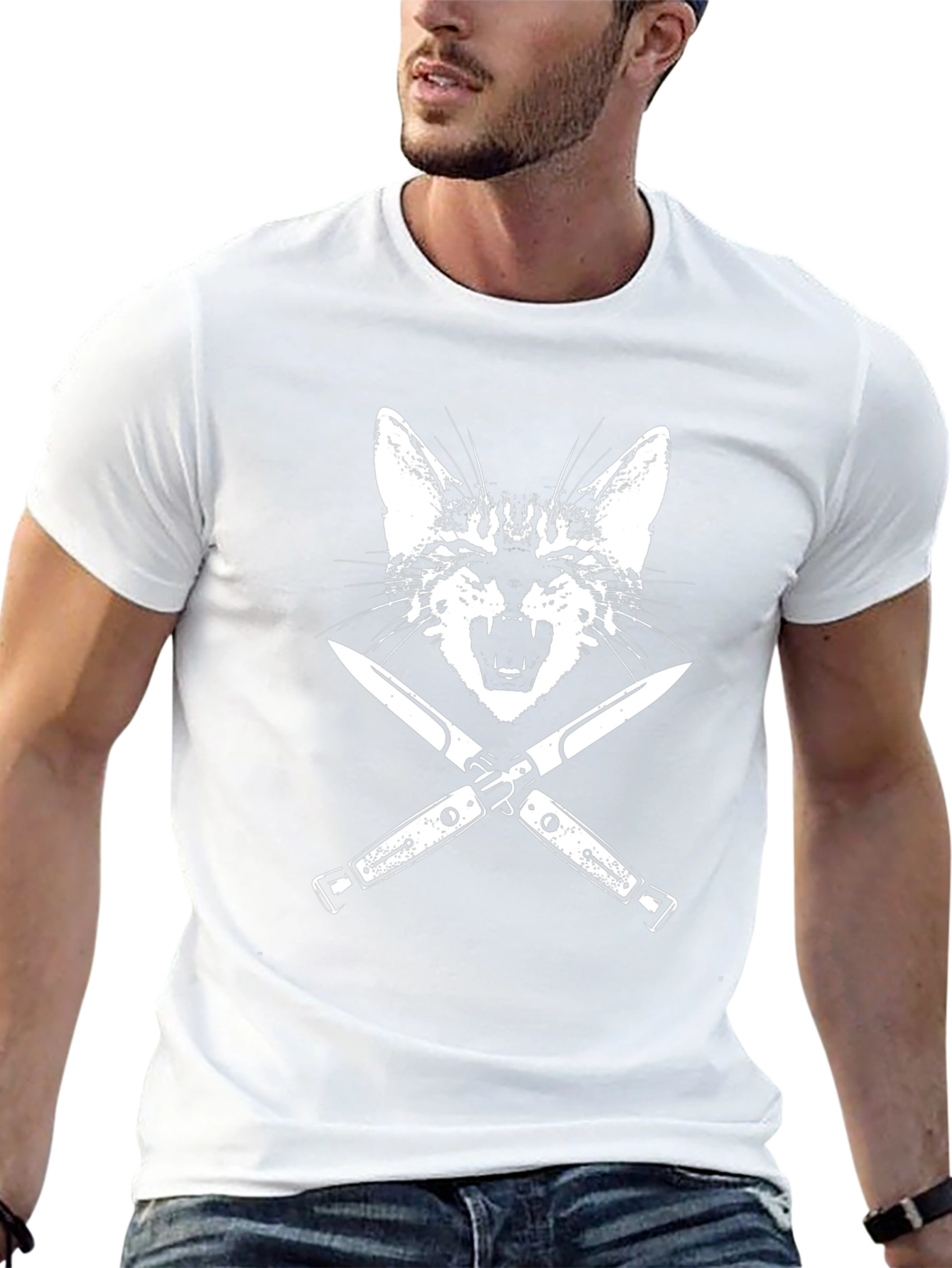 Cat & Knives Graphic Tee - Mens Black T-Shirt
