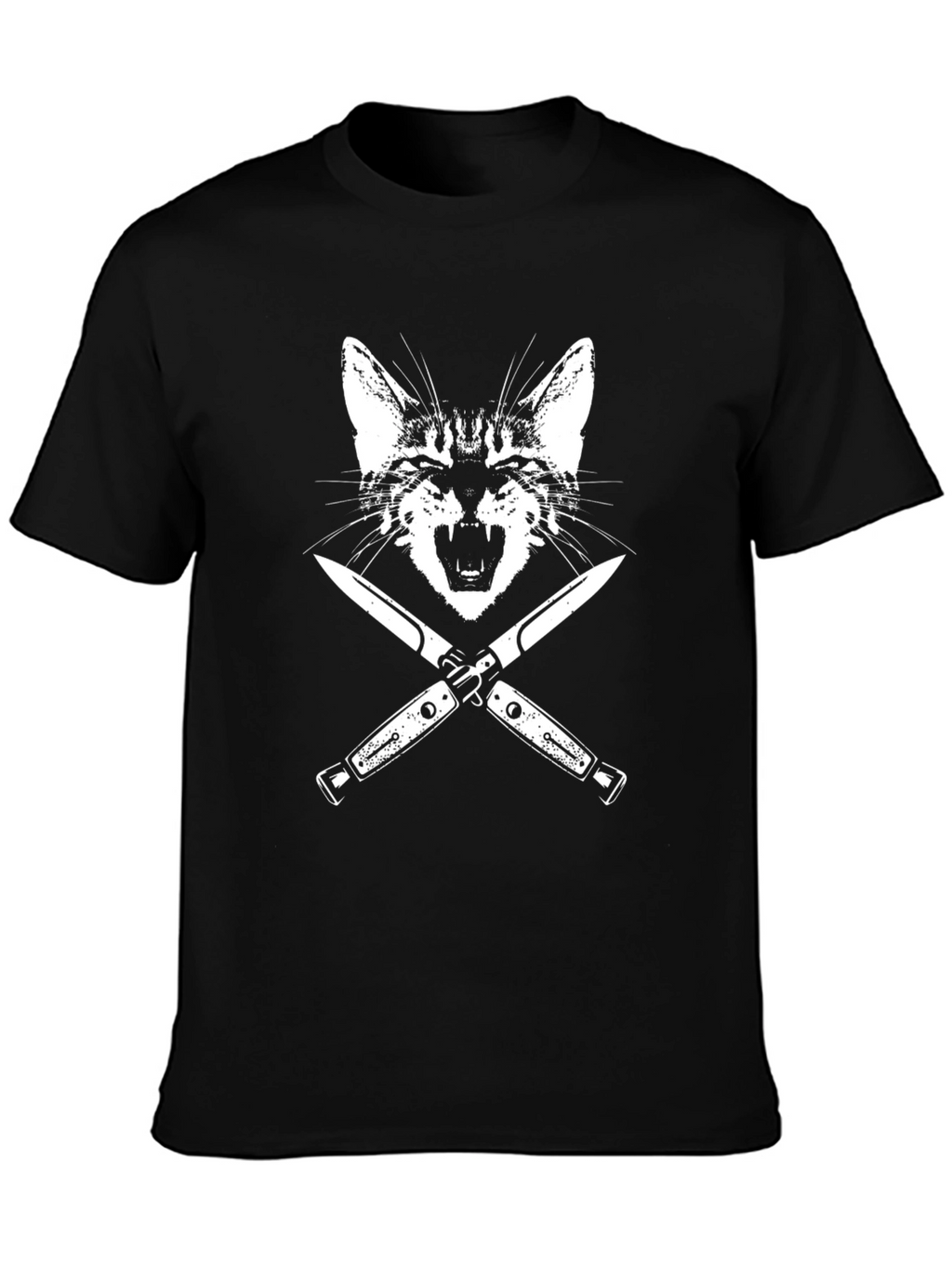 Cat & Knives Graphic Tee - Mens Black T-Shirt