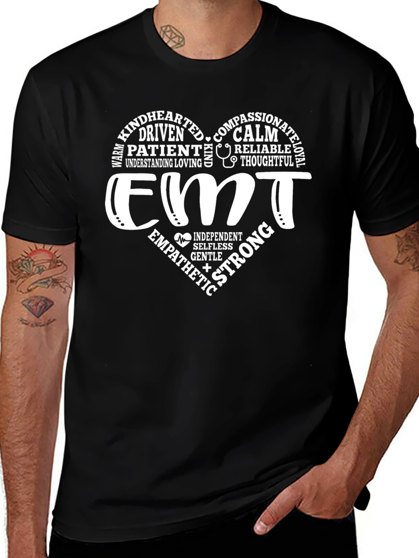 EMT Heart Graphic T-Shirt - Black
