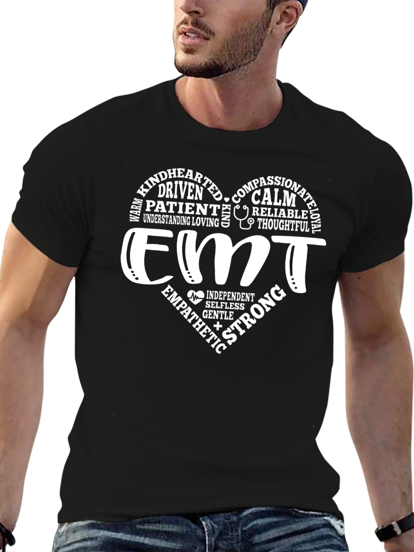 EMT Heart Graphic T-Shirt - Black