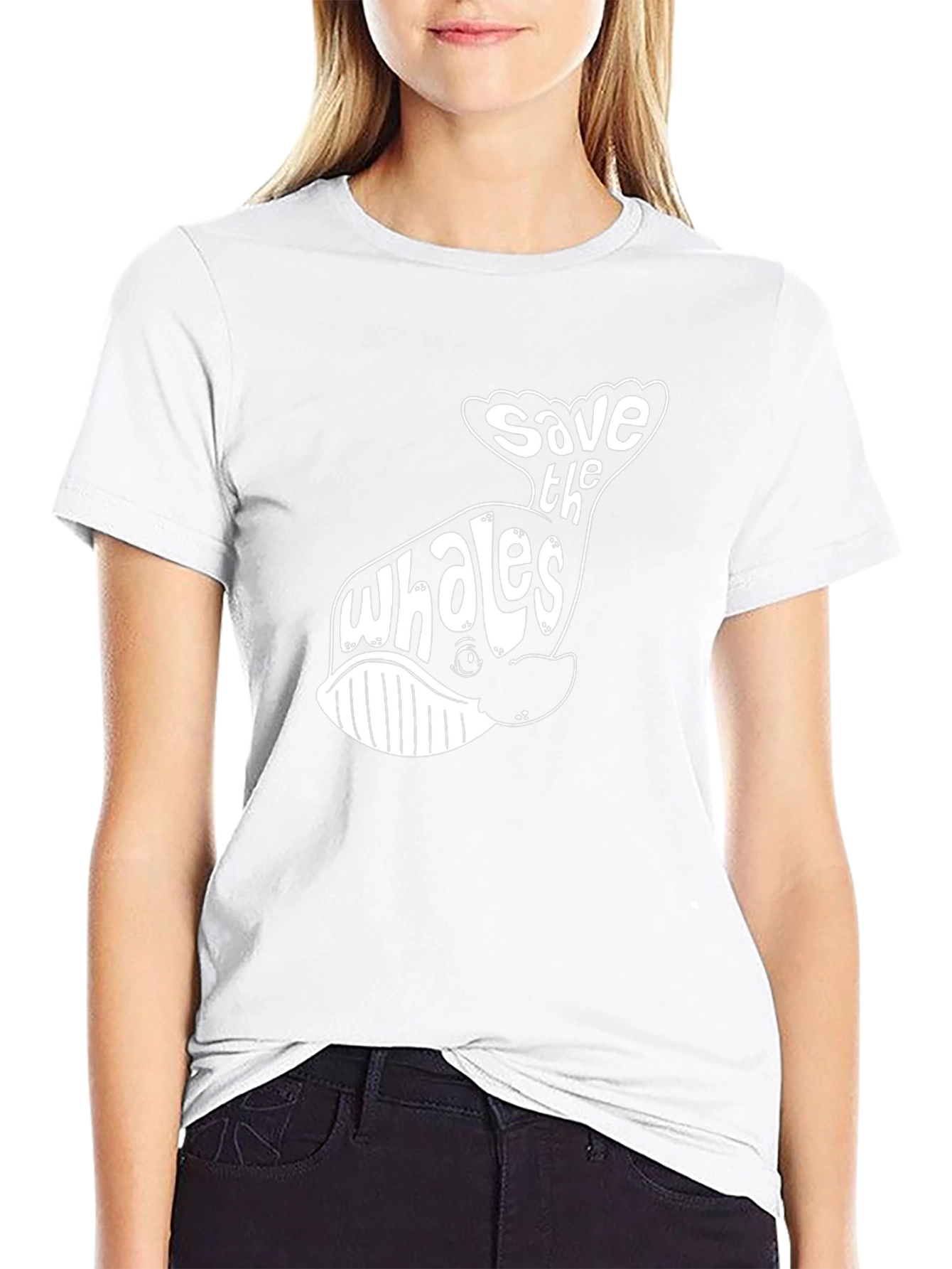 Save the Whales Graphic T-Shirt - Black