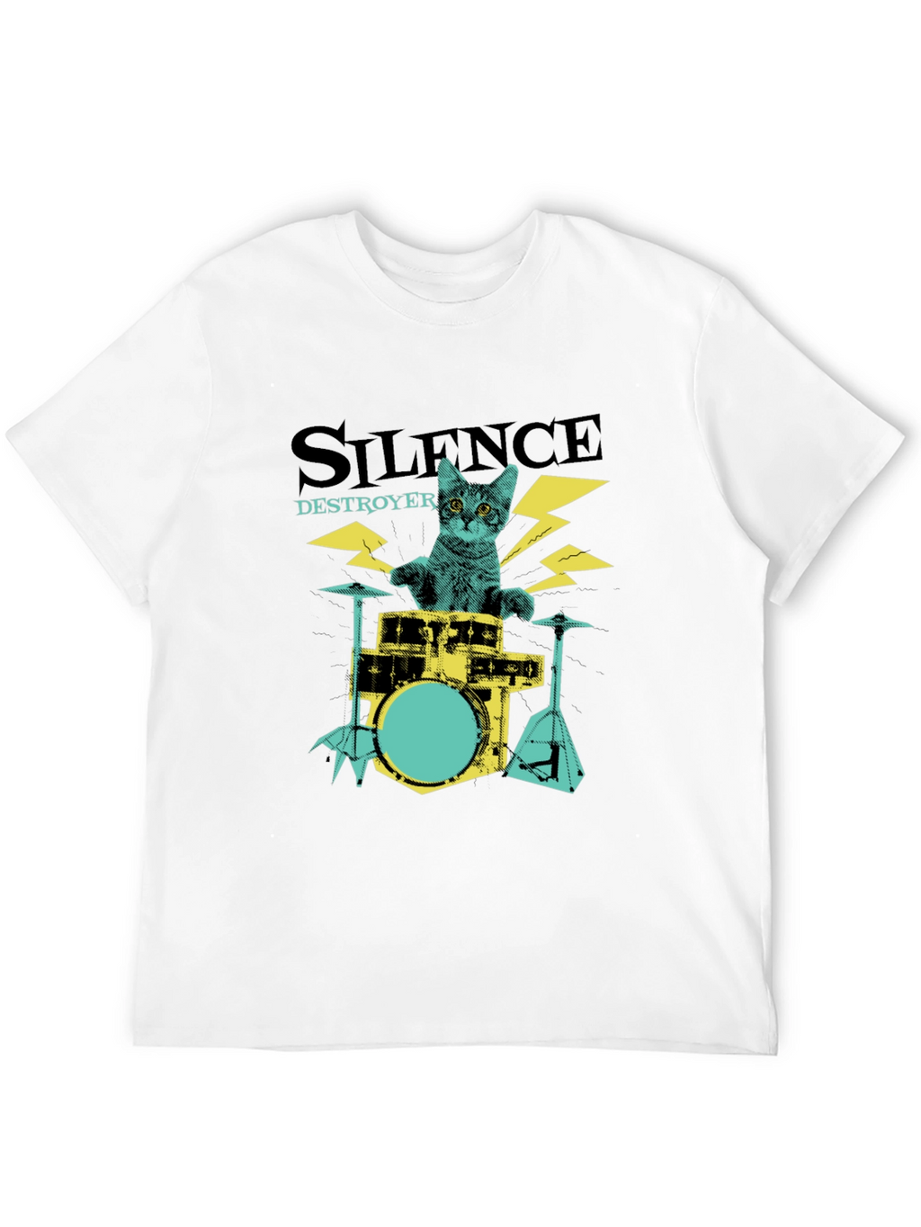 Silence Destroyer Cat Drummer T-Shirt