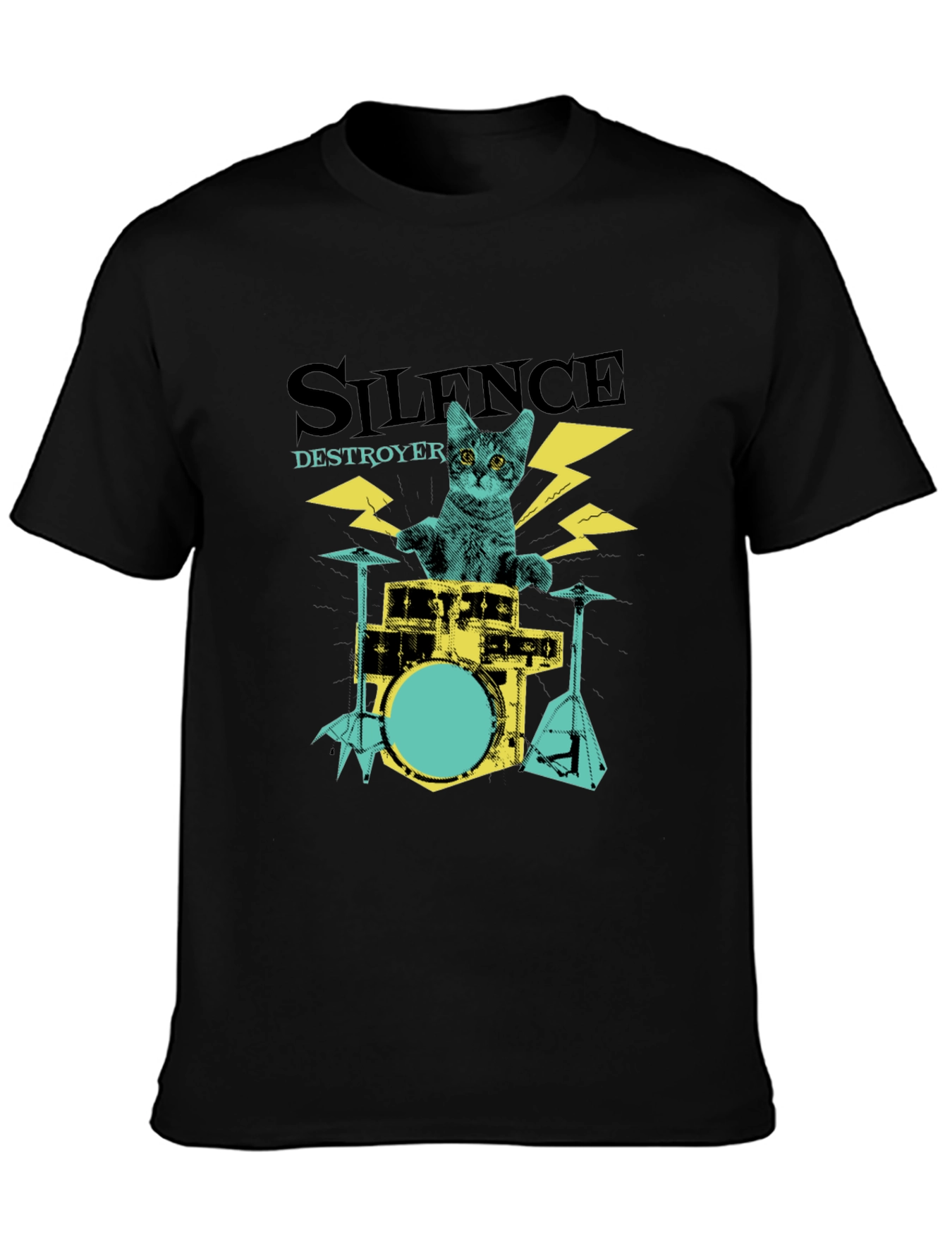 Silence Destroyer Cat Drummer T-Shirt