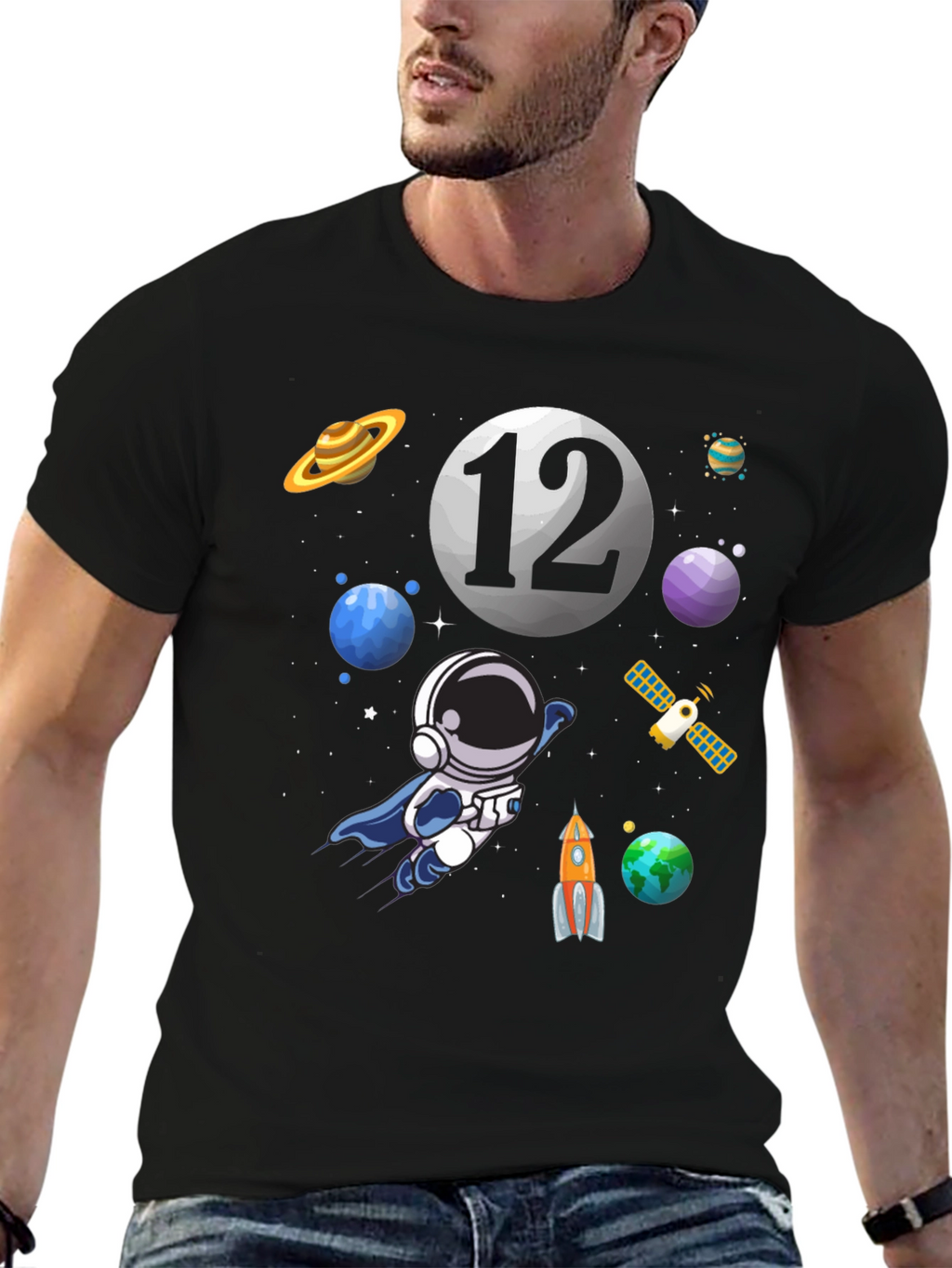 Space Theme Birthday T-Shirt - 12