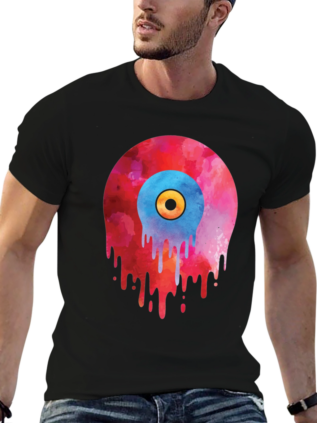 Melting Vinyl Record Graphic T-Shirt
