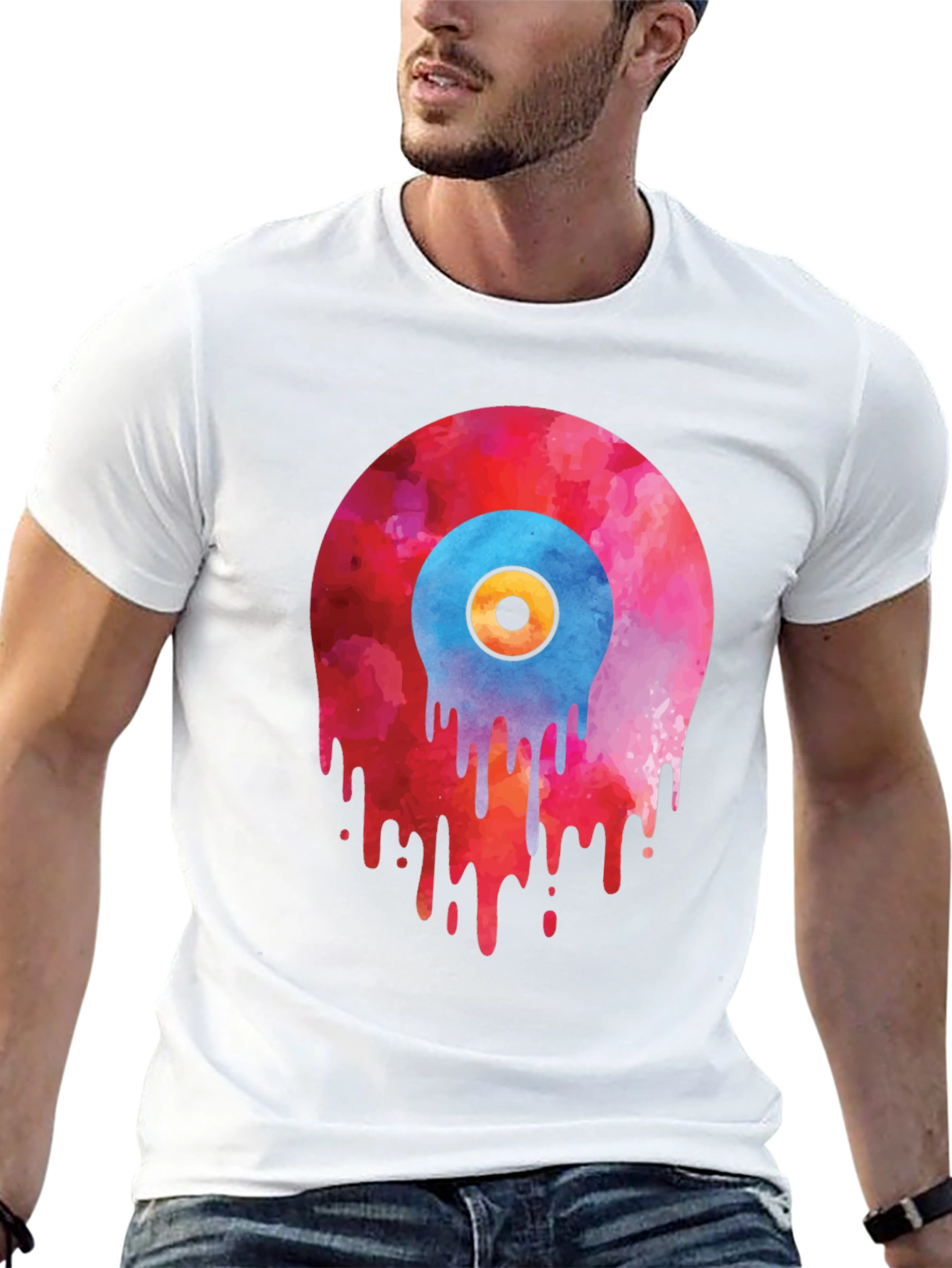 Melting Vinyl Record Graphic T-Shirt