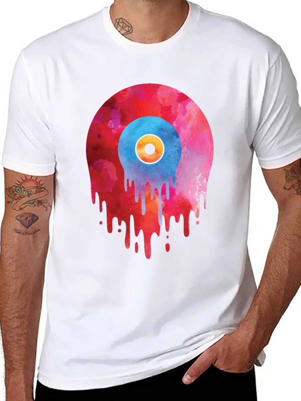 Melting Vinyl Record Graphic T-Shirt
