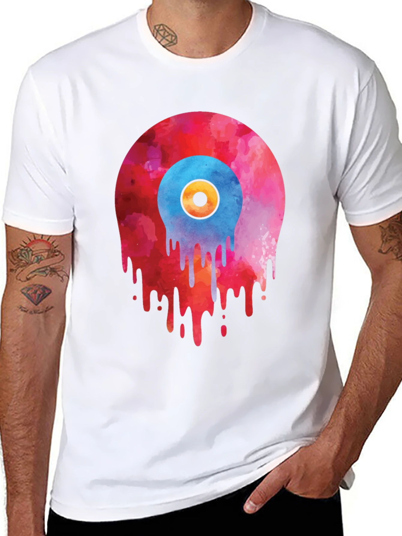 Melting Vinyl Record Graphic T-Shirt