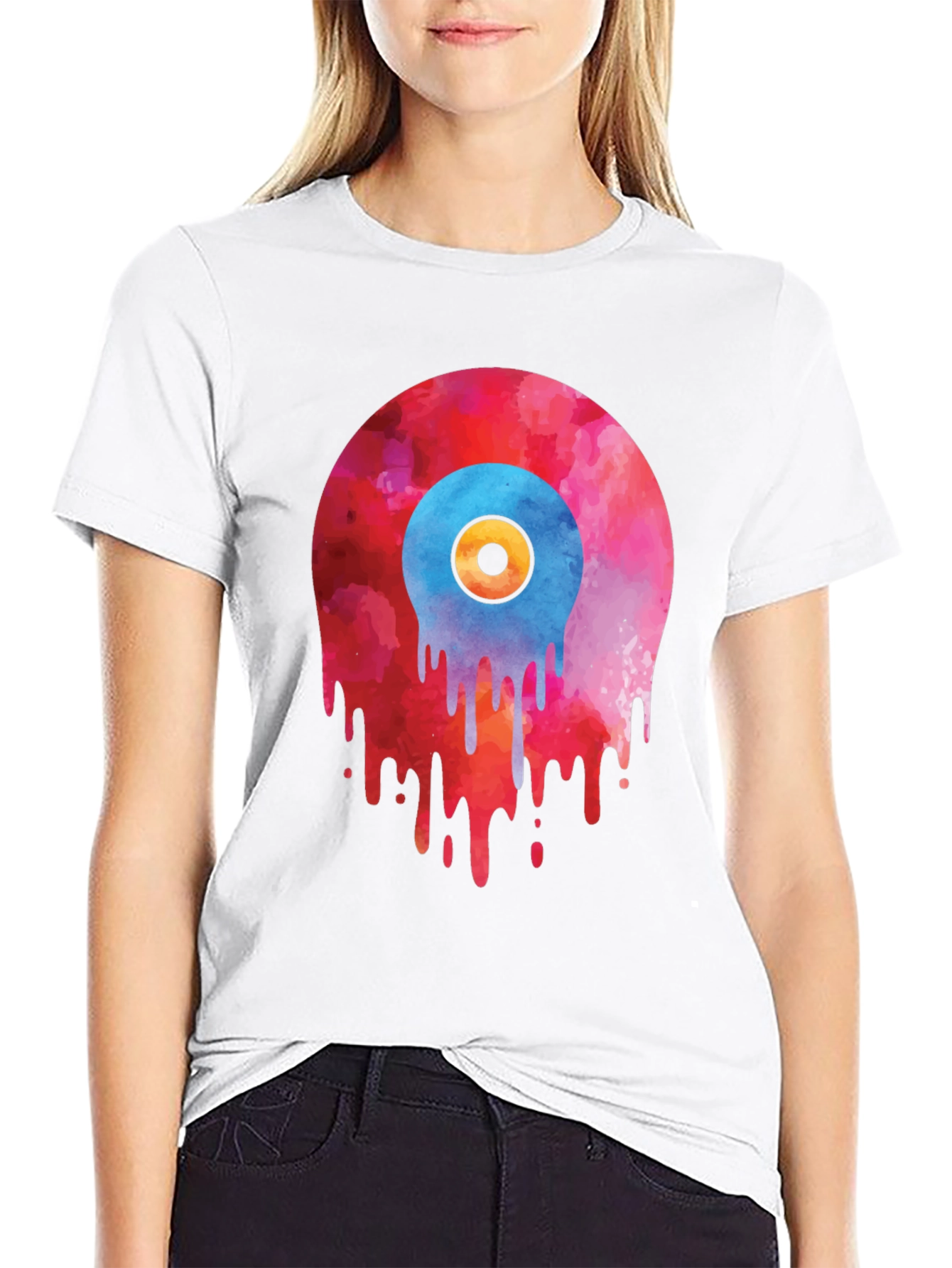 Melting Vinyl Record Graphic T-Shirt