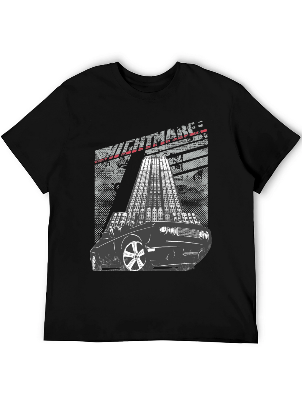 Mens Graphic T-Shirt Car and Cityscape Design