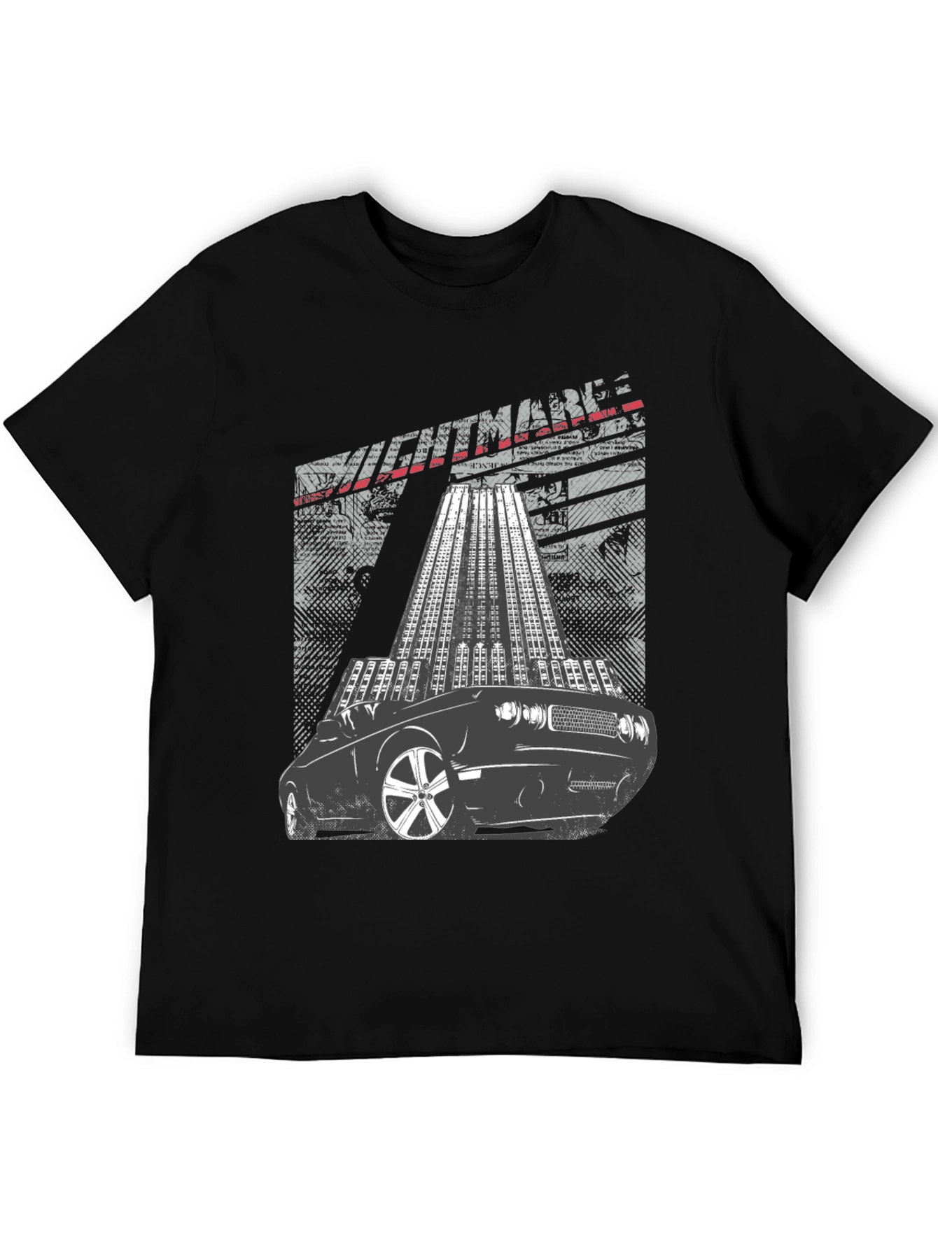 Mens Graphic T-Shirt Car and Cityscape Design